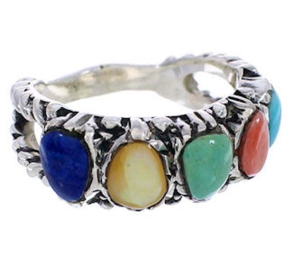 Multicolor Southwestern Silver Jewelry Ring Size 6-1/4 WX34849